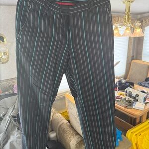 J.Lindeberg Black Pants with Teal and gray Stripes